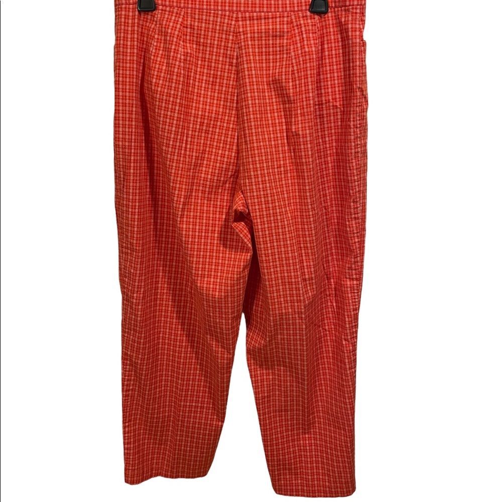 Crossroads Tangerine Plaid Cropped High Waist Coastal Granny Cotton Stretch Pant - Picture 3 of 4